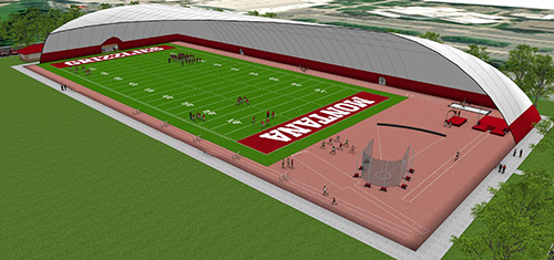 Graphic rendering of the Grizzly Athletics indoor practice facility