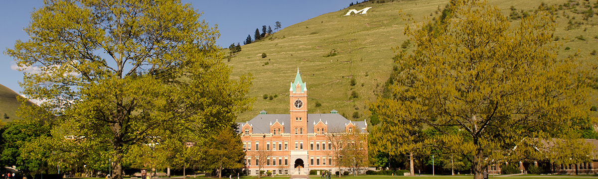 University of Montana campus on a sunny spring day