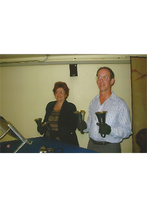 Dr. Pierson and his wife Mary Ann play handbells