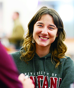 a student dines at UM